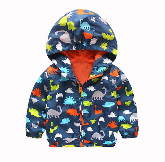 Kid Boys Waterproof Windproof Hooded hooodies Children Dinosaur Rain Coat Outerwear Children Boy Clothes