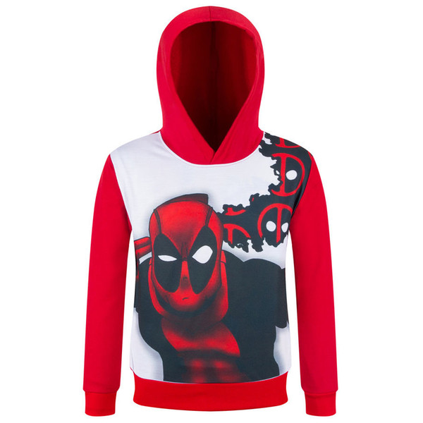 110-150cm cheap Deadpool 3D printing die for children cartoon T-shirt long sleeve shirts sweater kids hoodies brand usa 4-16 years