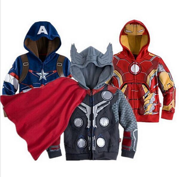 50pcs DHL 5 Stylys Kids Super Hero The Avengers Hoodies Cartoon Boys Sweatshirts Hotest Children Zip Jacket Cheap Hooded Clothing NAR064