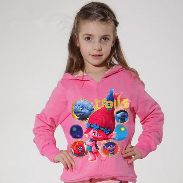 2016 Winter Kids Good Luck Trolls Long Sleeve Tees Clothing Children T Shirts Cotton Youth Girls Hoodies Clothes