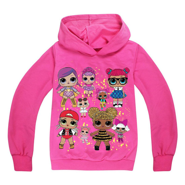 4-12Y Baby Girls Hoodie Autumn Children Hoodies Girls Cartoon Dolls Printed Hoodied Shirts Top Kids Sweatshirt Casual Clothes 5 Colors