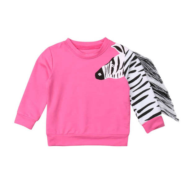 Emmababy Tassels Toddler Kid Baby Girls Autumn Long Sleeve Casual O-Neck 3D Zebra Top Sweatshirt Clothes