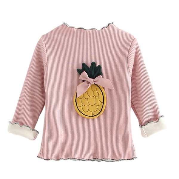 Pineapple Pattern Baby Girl Clothes Long sleeve Warm Sweater Children Pullovers Plush Velvet Inside Winter Autumn Knit Loose j3