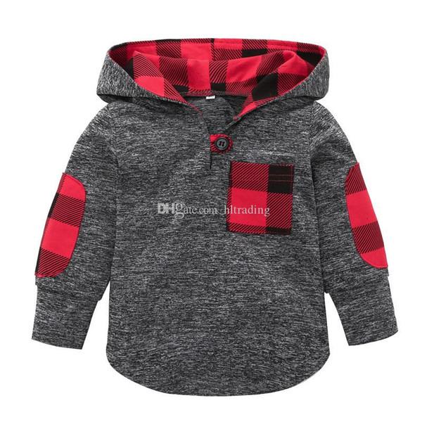 Baby Floral lattice Hoodies Sweatshirt children Boys Girls plaid Tops 2019 spring Autumn T shirts fashion Kids Clothing C5814