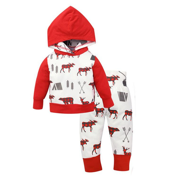 Christmas Kids Hoodies Set Baby Boy Girl Coat Suits Sweatshirts Christmas Outfits Set Children Long Sleeve Clothes Sets Christmas Gifts