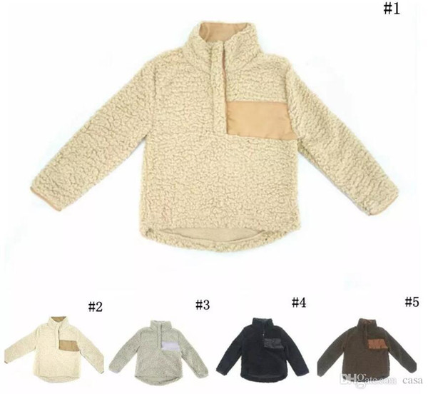 Kids Sherpa Pullover Chrildren Winter Fall Fleece Soft Hoodie Sweatshirt Oversized 1/4 Button Sweaters 20pcs