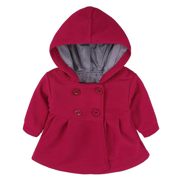 Baby Coat Toddler Girls Spring Winter Horn Button Hooded Coat Outerwear Jacket Children Girls Clothing