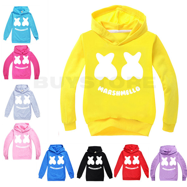 Kids Clothing Children Spring Clothing DJ Long Sleeve Marshmello Dj Mask T-shirts Boys/Girls Hoodies Sweatshirts Cotton Coats