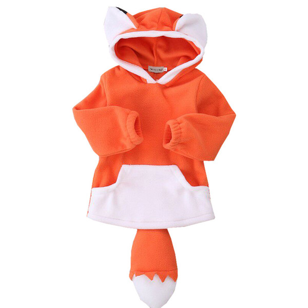 Kids Hoodie Cute Fox Style with Tail Baby Clothes Autumn Winter Warm Children Top Fashion Boutique Clothing New