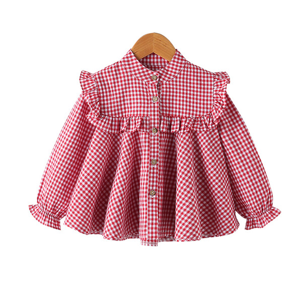 2019 New Autumn Teenager Girls Blouse Shirts Casual Full Sleeve O-neck Plaid Tops Outerwear Kids Girl Children Clothing Bs090