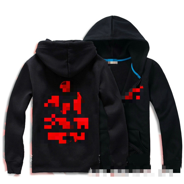 anime character printing clothes sharingan Logo Hoodie Jacket zipper cardigan hooded sweater with cashmere