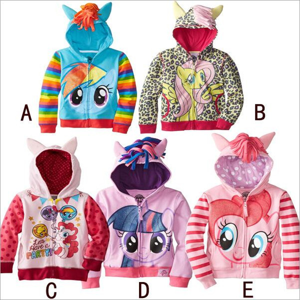 5Pcs/Lot new children's clothing spring and autumn autumn girls cute cartoon hooded long-sleeved zipper coat 5 colors