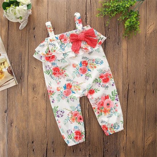 2018INS Hot Models Spring And Summer Jumpsuit Jumpsuit Suspenders Floral Trousers Casual Harem Clothes 6M-5Y Girls Cotton Dress JKW532