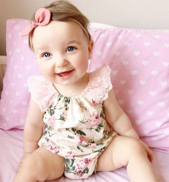 Toddler Infant Nweborn Baby Girls Romper Jumpsuit foral Printing Clothes 0-24M Toddler Summer Lace Cotton Romper JKW531