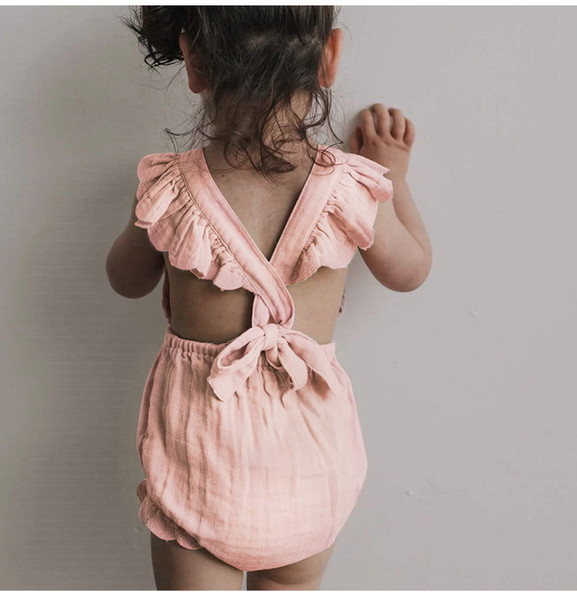 2018 Summer Baby Girl Soft Cotton Romper Newborn Girl Ruffle Suspender Babygrows Jumpsuit Clothes