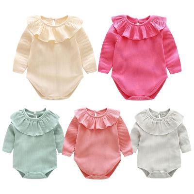 Baby Girl Rompers 2019 Spring Autumn Newborn Baby Long Sleeve Infant Toddler Girls Ruffle Collar Romper Jumpsuit 5 Colors