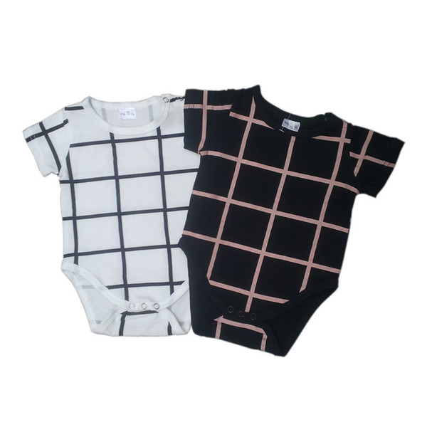 Toddler baby rompers one-piece plaid casual boys girls bodysuits infant children outfits summer triangle lovely free shipping