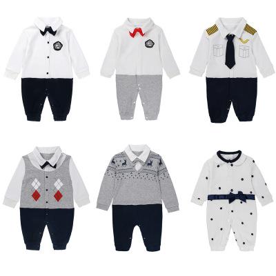 2018 Spring Autumn Baby Boys Gentleman Bow Tie Romper Mustache Bodysuit Playsuit Pants