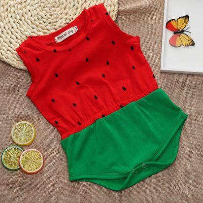 2018 New Baby Girls Sleeveless Romper Clothes Infant Toddlers Red Watermelon Casual Romper