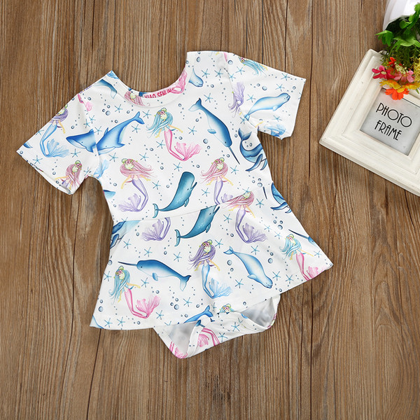 2018 New Arrival Newborn Baby Rompers Pure Cotton short Sleeves dolphin Clothes Baby Boys and Girls