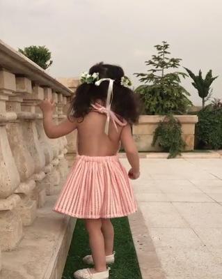 Toddler Hollow Pink Belt Backless skirt Baby Kids Girls Cute Summer Party Princess Romper Hollow Dress Backless