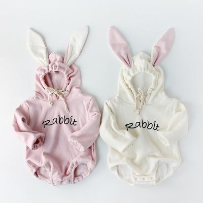 Cute Rabbit Newborn Baby Bunny Ear Costume Overall Hooded Romper Jumpsuit Winter Warm Thick Long Toddler Casual Costumes