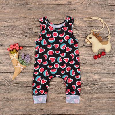 Baby Boys Love Heart Watermelon Print Sleeveless Jumpsuits 2018 Ins Hot Sale Toddlers Infant Boys Vest Rompers Bodysuits