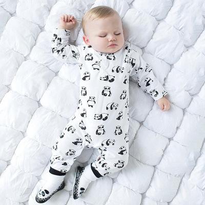 2018 Spring Autumn Newborn Baby Boy Girl Cartoon Panda Romper Long Sleeve Jumpsuit Clothes Outfits Baby Clothing