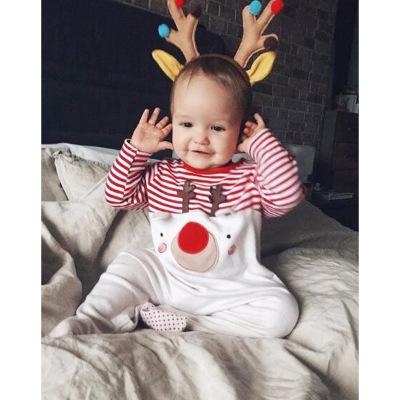 Newborn Kids Baby Girl Christmas Elk Romper Long Sleeve Jumpsuit Clothes Outfits Baby Clothing