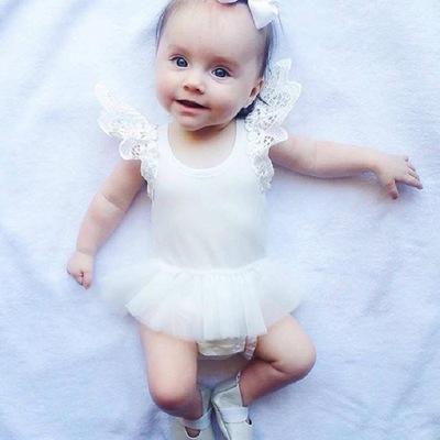 2018 Summer Newborn Baby Solid Color Rompers Infant Toddlers Lace Fly Sleeve Tutu Jumpsuit Sunsuit Clothes