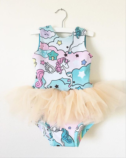 Cartoon Baby Clothes For Newborn Summer Girls Unicorn Print Romper 2017 Baby Girl Gauze Tutu Causal Romper Bodysuit Sunsuit