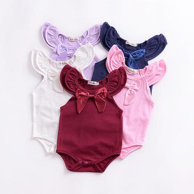 2018 Cute Baby Girls Fly Sleeve Romper One-Piece Sunsuit Clothes Outfits for Girls Bowknot Rompers Kids Clothing