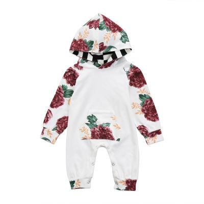 2018 Newborn Babys Girls Floral Clothes Pocket Hooded Romper Jumpsuit Cute Outfits Set Warm Clothing