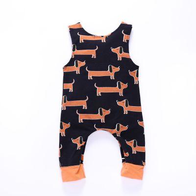 2018 New Arrival Ins Summer Baby Cartoon Dog Printed Rompers Cotton Vest Jumpsuit Outfits