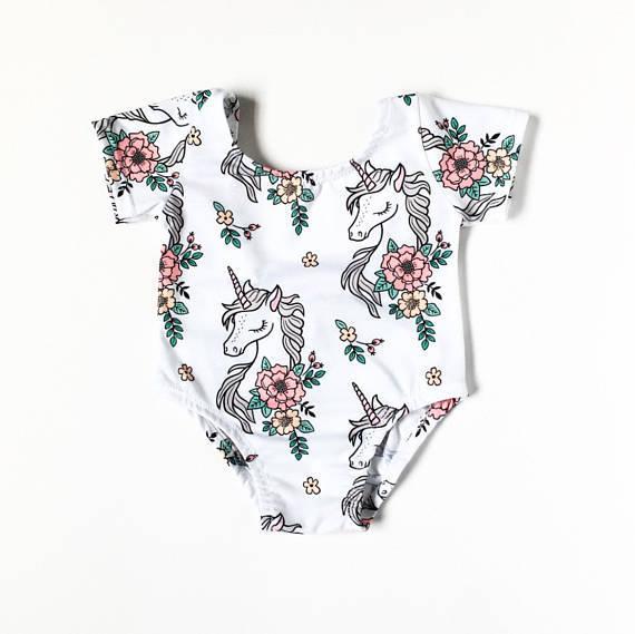 2018 Ins Hot Lovely Newborn Baby Girl Unicorn Floral Romper Clothes Long Sleeve Bodysuit Playsuit Outfits