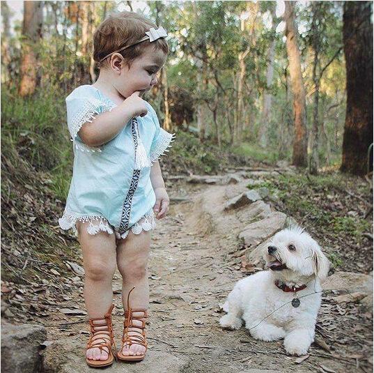 2017 ins summer baby pure cotton short sleeve rompers infant toddlers vintage lace tassel rompers