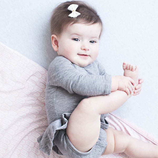 2016 ins baby autumn rompers baby girl pure cotton long sleeve tutu jumpsuits infant pure gray romper