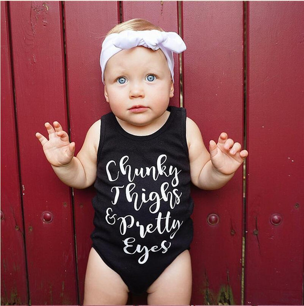 2019 Summer children's jumpsuit new sleeveless black letter print baby vest jumpsuit baby romper 0-4 years old