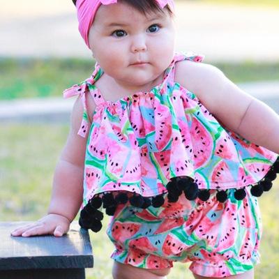 2018 Newborn Baby Girl Sling Ruffle Romper Clothes Sleeveless Lotus Watermelon Playsuit Jumpsuit Outfit Sunsuit