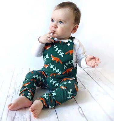 2018 Summer Boys Girls Blue Fox Printed Rompers Kids Baby Clothing Infant Toddlers Vest One Piece Jumpsuits