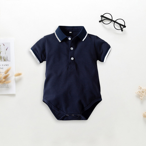 2019 short-sleeved jumpsuit summer baby cotton short-sleeved lapel Polo shirt Korean version of the gentleman boy climbing clothes