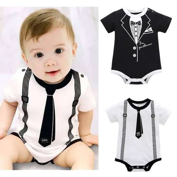 2019 Newborn jumpsuit climbing clothes baby out clothing short sleeve summer infant small gentleman jumpsuit