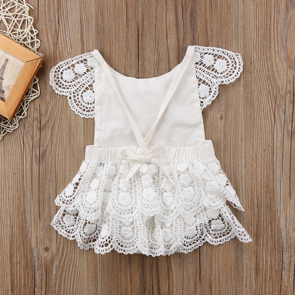 2019 summer new onesies baby baby onesies multi-layer lace rope jumpsuit 0-4 years old