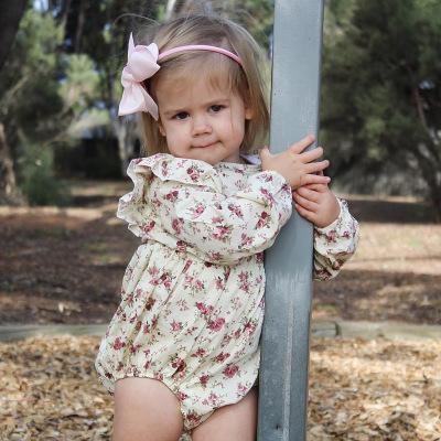 2018 Newborn Baby Girls Romper Infant Toddlers Spring Fly Sleeve Broken Flower Bodysuit Playsuit 2 Colors