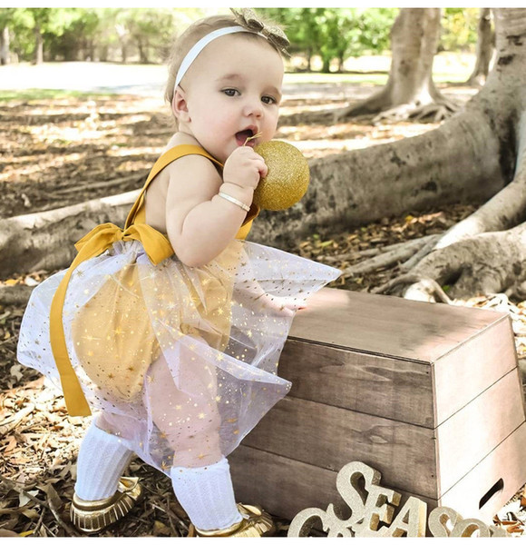 Cute Newborn Baby Girl Sling Romper 2018 Fairy Gazue Tutu Skirted Rompers Clothes Backless Princess Party Costume