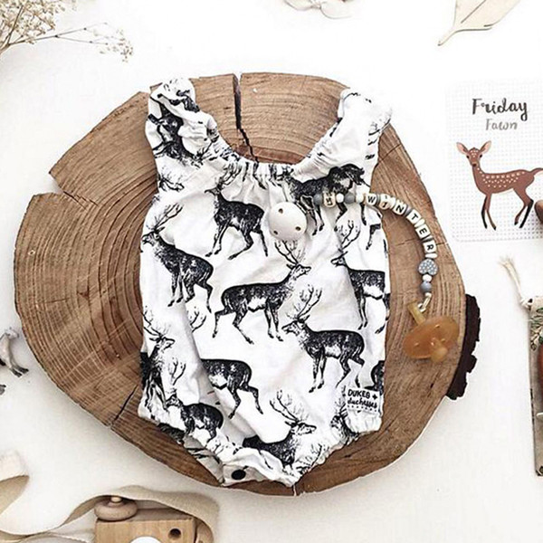 2016 baby girl full elk rompers baby summer ins hot full deer one piece baby girl clothes