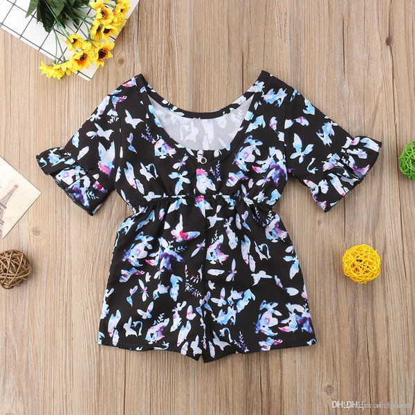 Cute Newborn Toddler Baby Girls Floral Bodysuit Jumpsuit Outfit Clothes Set 6M-5Y