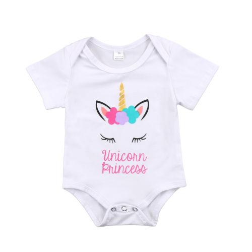 2019 Cartoon Unicorn baby girls clothes Cotton Newborn Baby Girls short sleeves Romper Body suit Summer Jumpsuit birthday costume