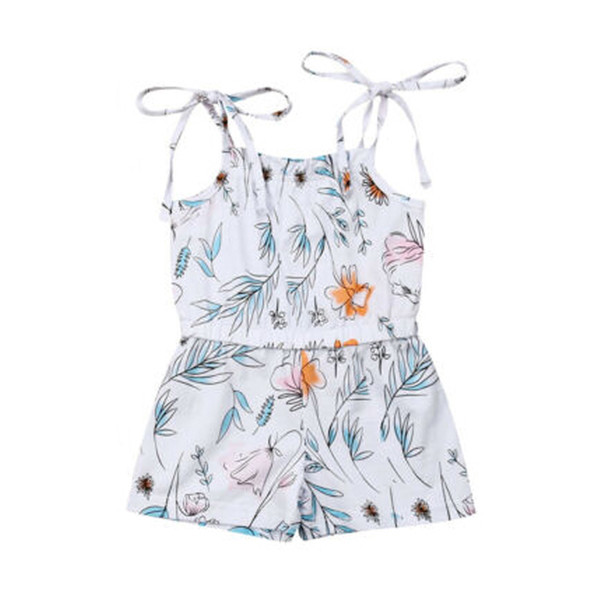 2019 New Newborn children's girls clothes bandages straps floral solid color jumpsuit jumpsuit shorts coat dress