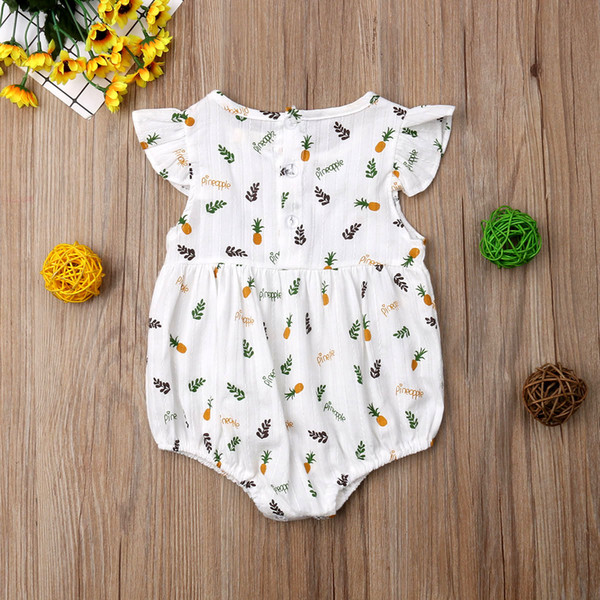 Toddler Baby Girl Bodysuit Infant Kid Clothes Fly Sleeve Bodysuit Summer Jumpuit Pineapple Print Outfit Newborn Clothing